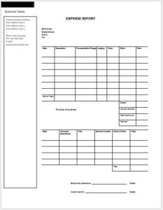 Columnar Expense Report Template for MS Word