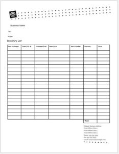 Columnar Inventory List Template for MS Word