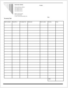 Columnar Inventory List Template for MS Word