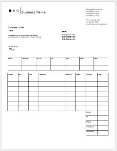 Columnar Purchase Order Template for MS Word