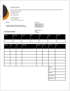 Columnar Purchase Order Template for MS Word