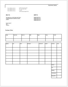 Columnar Purchase Order Template for MS Word