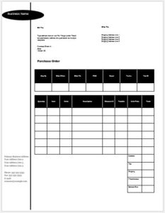 Columnar Purchase Order Template for MS Word