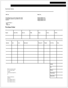 Columnar Purchase Order Template for MS Word