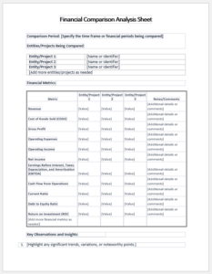 Financial Comparison Analysis Sheet