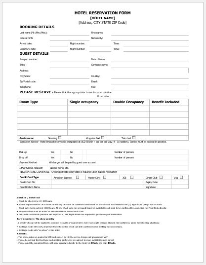 Hotel Reservation Form