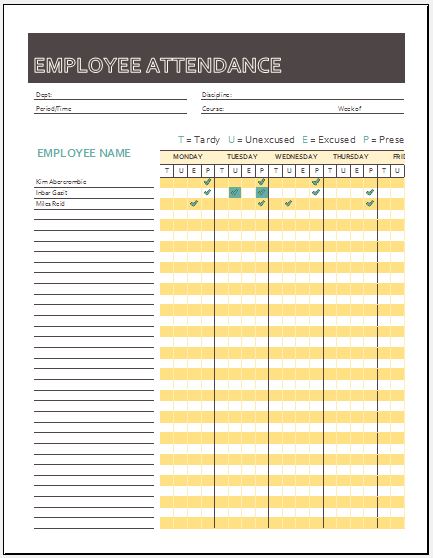 Attendance Chart Template Excel