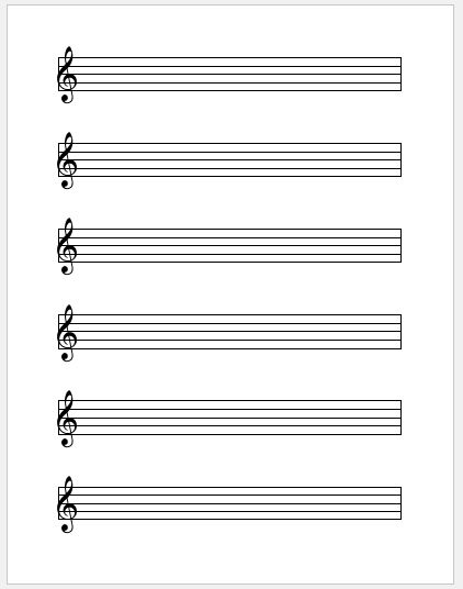 Music Paper Sheet for MS Word