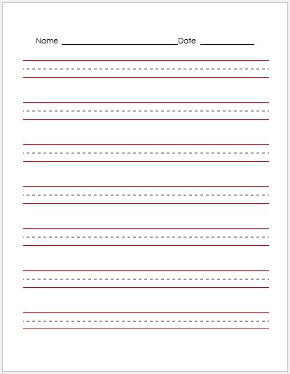 Penmanship Paper RED Lines