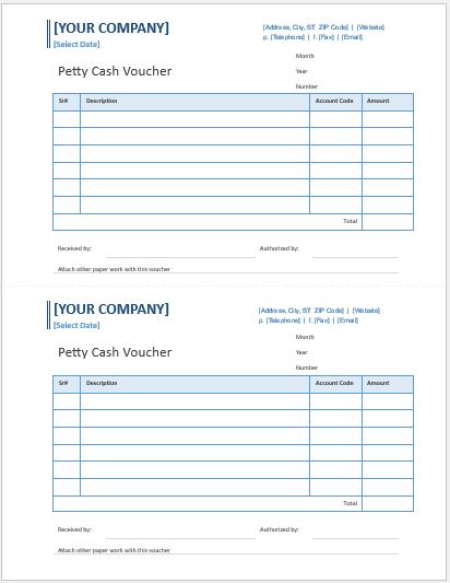 Petty Cash Voucher Templates For Ms Word Word Excel Templates