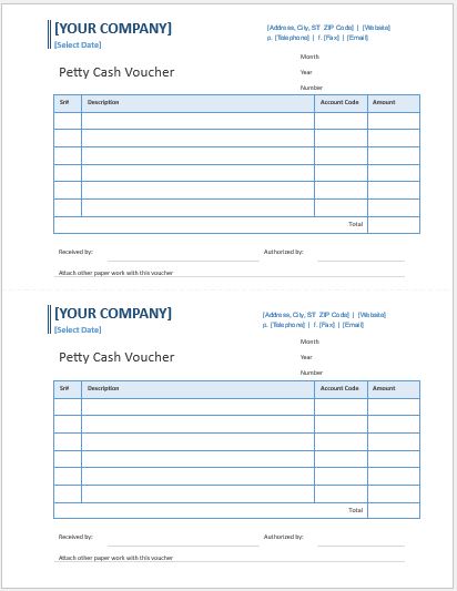 Petty Cash Voucher Template