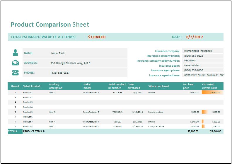 comparison-excel-template-free-samples-examples-format-resume