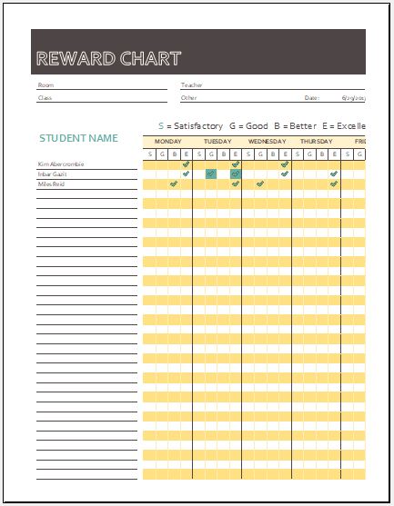 School Reward Chart Template