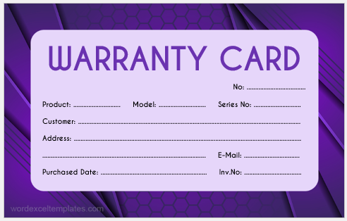 Warranty card template