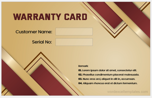 Warranty card template