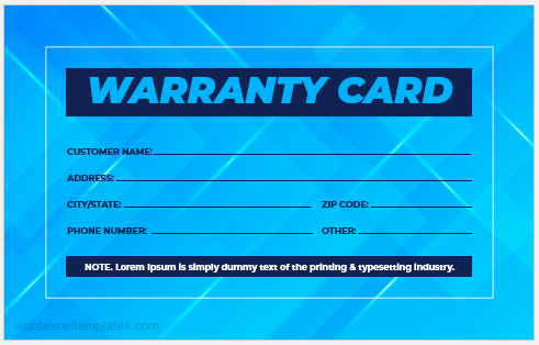 Warranty card template