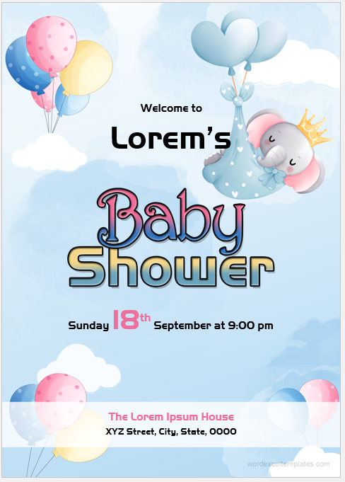 Baby shower invitation card template