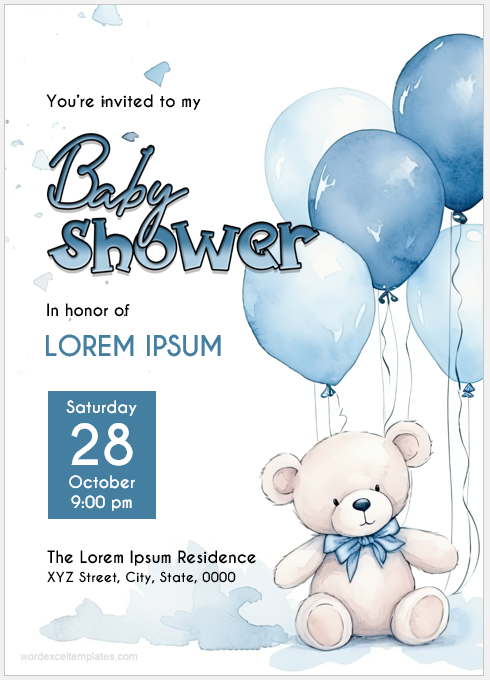 Baby shower invitation card template
