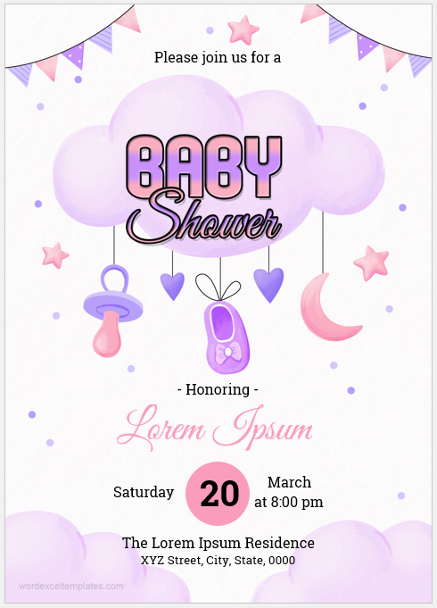 Baby shower invitation card template