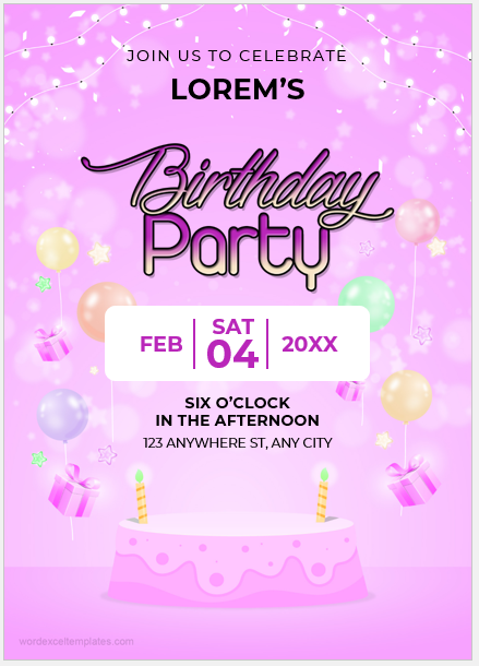 Birthday party invitation card template