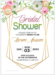 Bridal shower invitation card template