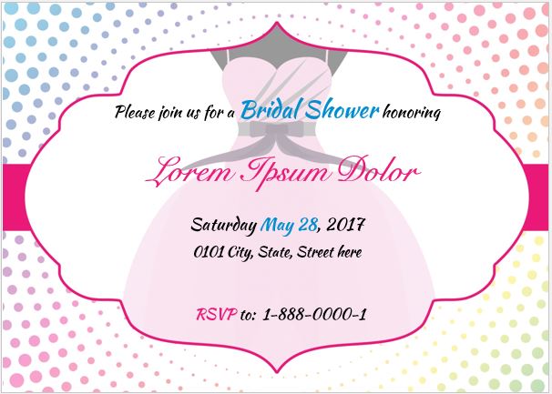 Bridal Shower Invitation Card Template for MS Word