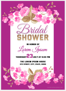 Bridal shower invitation card template