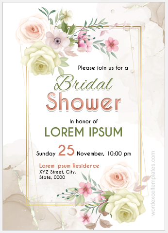 Bridal shower invitation card template