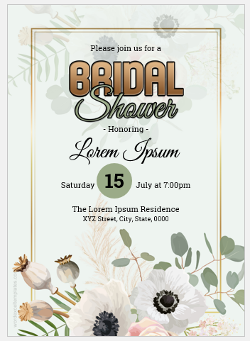 Bridal shower invitation card template