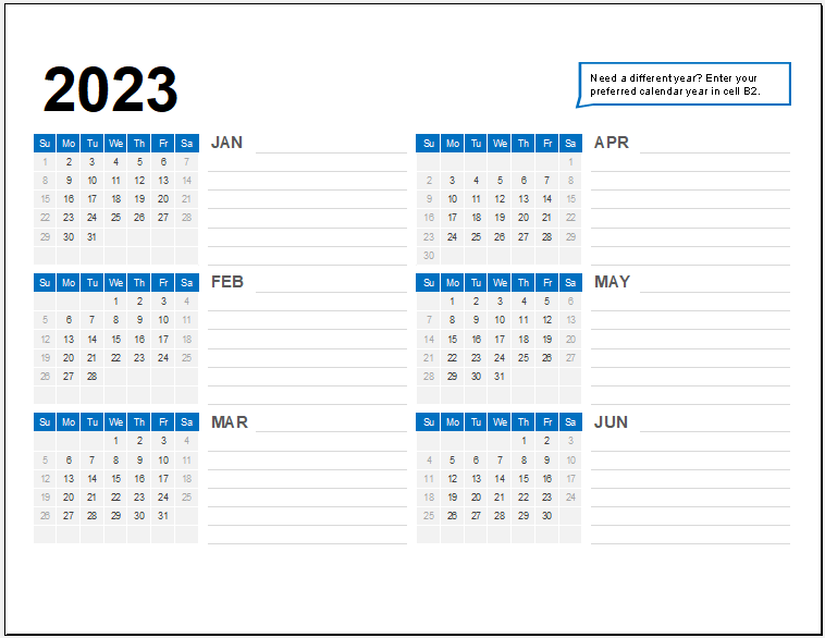Calendar 2023 Template
