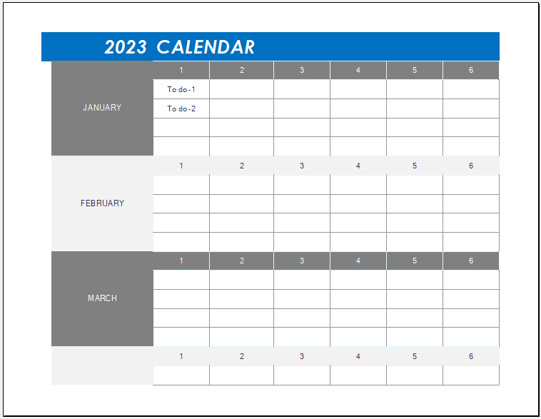 Calendar 2023 Template