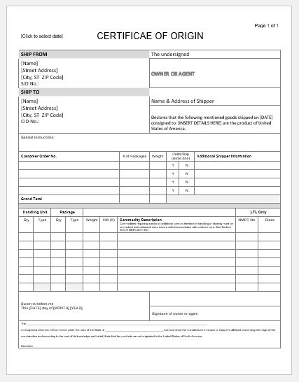 Certificate Of Origin Template Excel from www.wordexceltemplates.com
