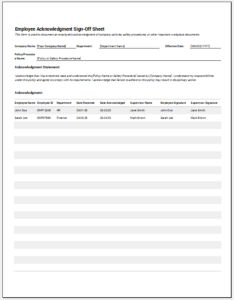Sign-off Sheets for Various Situations & Requirements | Save
