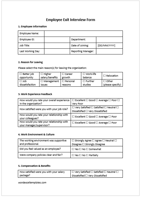 Employee Exit Interview Form