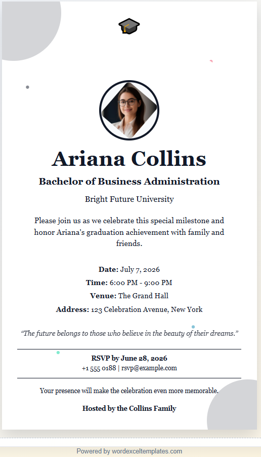 Graduation Party Invitation Card