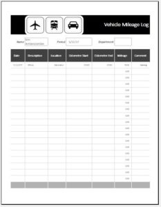 Vehicle Mileage Log Template