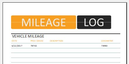 Vehicle Mileage Log