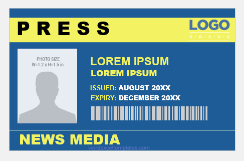 Press photo ID badge template