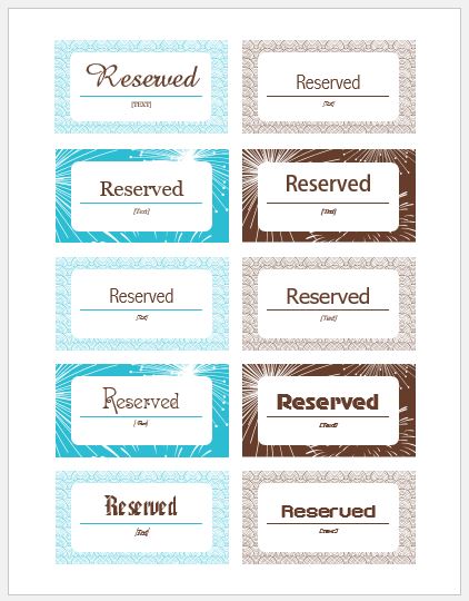 Reserved Sign Template