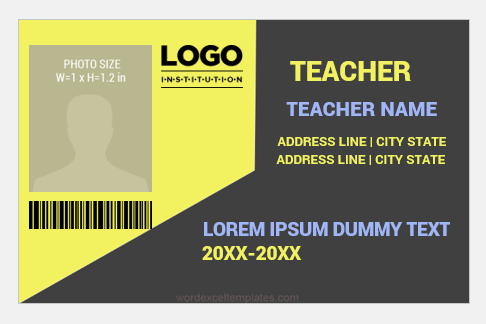 Teacher photo ID badge template