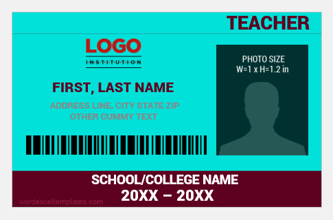 Teacher photo ID badge template