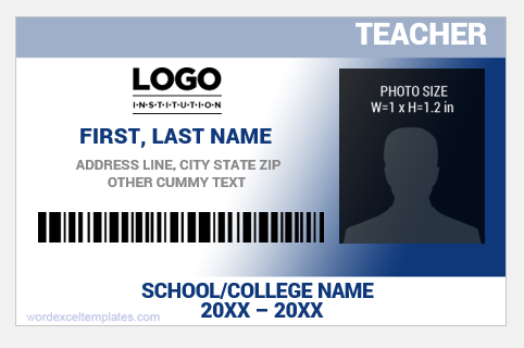 Teacher photo ID badge template