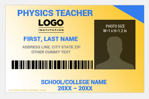 Teacher photo ID badge template