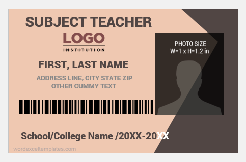 Teacher photo ID badge template