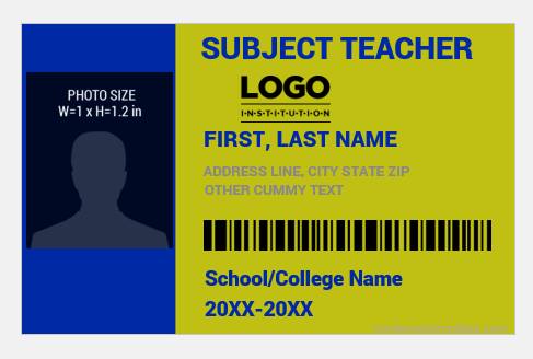 Teacher photo ID badge template