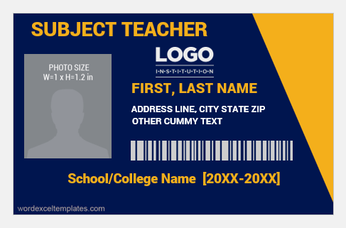 Teacher photo ID badge template