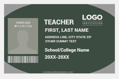 Teacher photo ID badge template