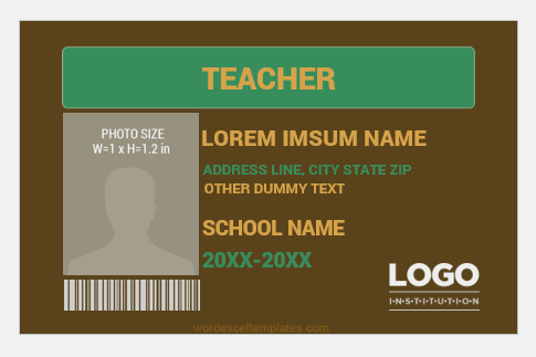 Teacher photo ID badge template