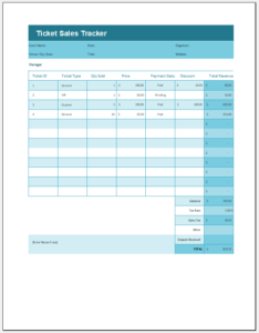 Ticket sales tracker template