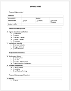 Biodata form